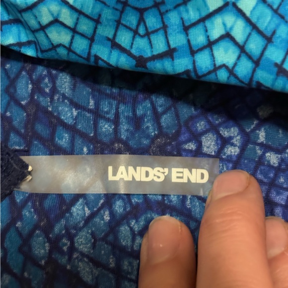 Lands End One Piece Swimsuit SlenderSuit Tummy Control Beachy Coastal Blue 18P - Picture 4 of 8